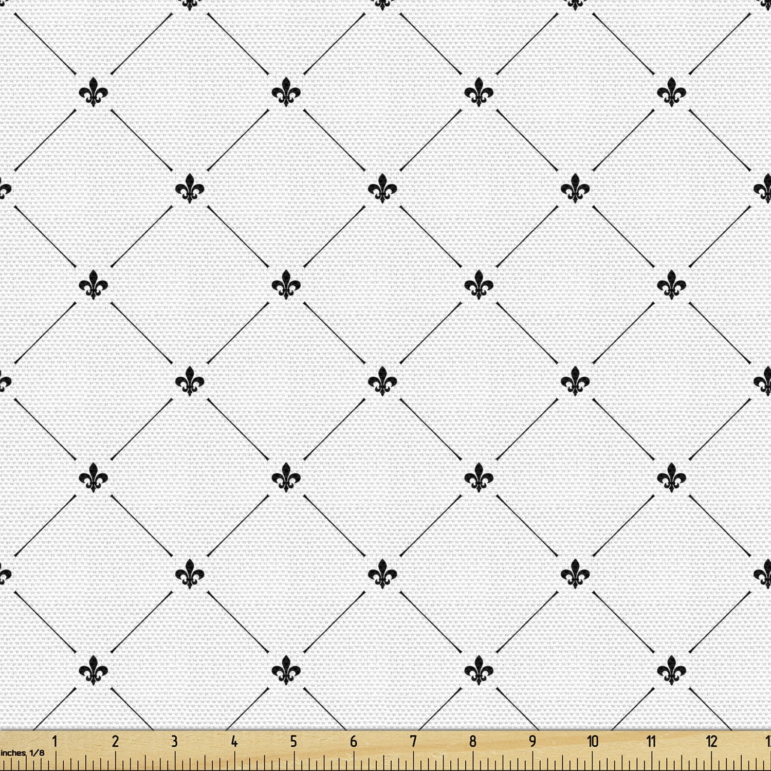 Fleur De Lis Upholstery Fabric by the Yard, Shabby Form Style Damask