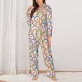 thumbnail image 3 of Wukai Rainbow Flowers Print Women's Pajama Set - Soft Long Sleeve Sleepwear for Comfort and Style-Large, 3 of 9