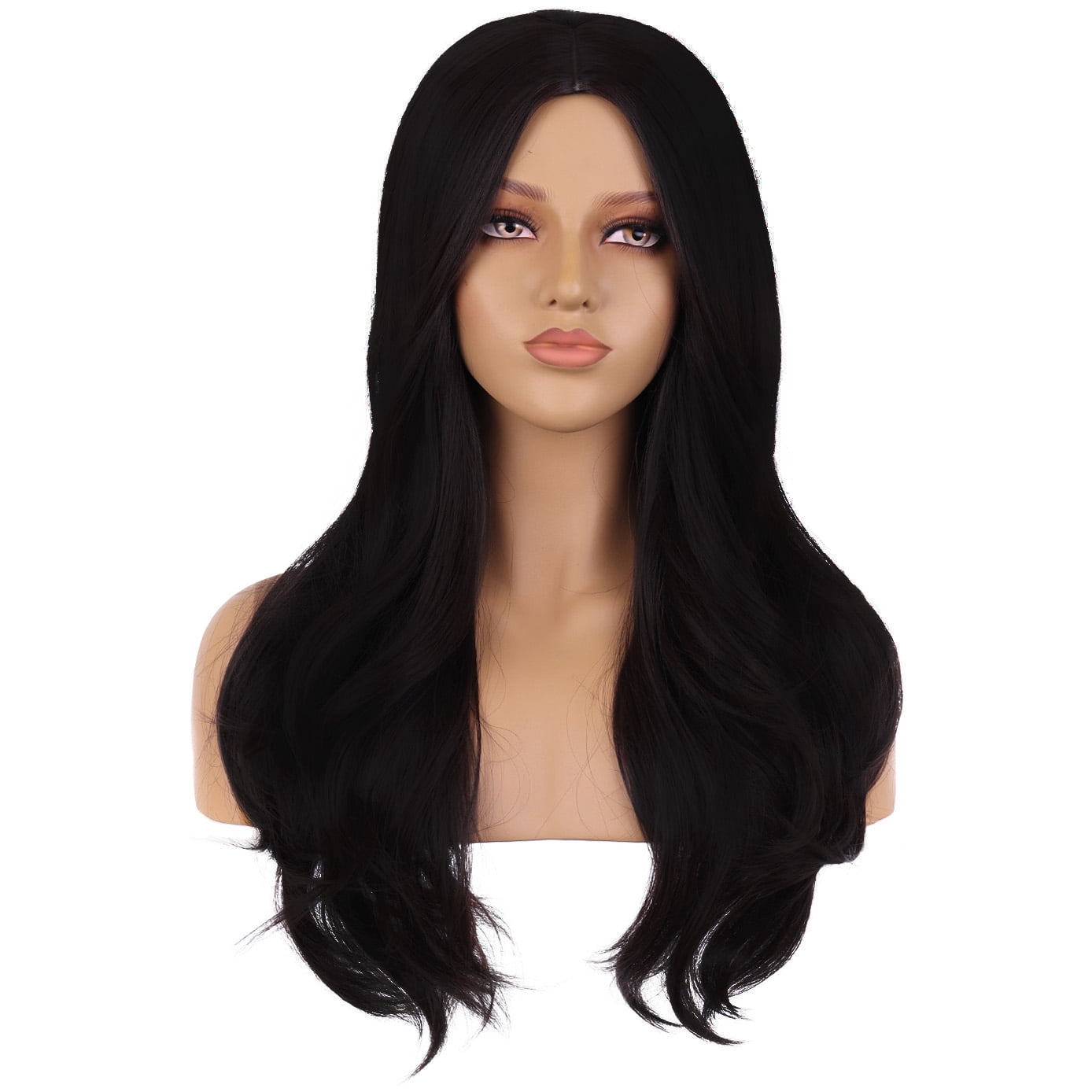 BERON Natural Black Wigs Long Wavy Wig for Women Heat Resistant Hair Wigs