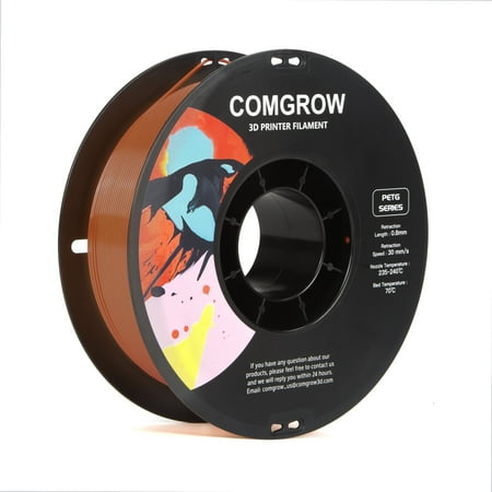 Comgrow PETG 3D Printer Filament-3D Printer Material 1.75mm Dimensional Accuracy +/- 0.02 mm, 1KG/2.2LB-Brown