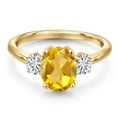 thumbnail image 3 of Gem Stone King 18K Yellow Gold Plated Silver Yellow Citrine and White Moissanite Engagement Ring for Women | 1.96 Cttw | Oval 9X7MM | Gemstone November Birthstone | Size 8, 3 of 7