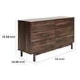 thumbnail image 5 of Kip 59 Inch Modern Dresser Brown Wood Frame 6 Drawers Gold Metal Handles - Saltoro Sherpi, 5 of 6