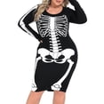 thumbnail image 4 of HDE Plus Size Skeleton Dress Stretchy Long Sleeve Halloween Costume Full Skeleton Front & Back 4X, 4 of 6