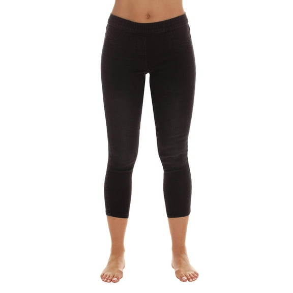 Just Love Denim Wash Capri Jeggings for Women 6855-BLK-3X (Black Denim Capri, XX-Large)