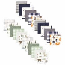 Hudson Baby Infant Boy 24Pc Quilted Cotton Washcloths, Boy Forest Forest Animals, One Size