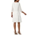 thumbnail image 3 of INSPIRE CHIC Women's Chiffon Dress Ruffle Tiered Flowy 3/4 Sleeve A-Line Knee Length Dress L White, 3 of 5
