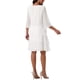 thumbnail image 3 of Vestido de gasa para mujer Inspire Chic con volantes, de capas, fluido, de manga 3/4, corte A, hasta la rodilla, blanco, talla XL, 3 of 5