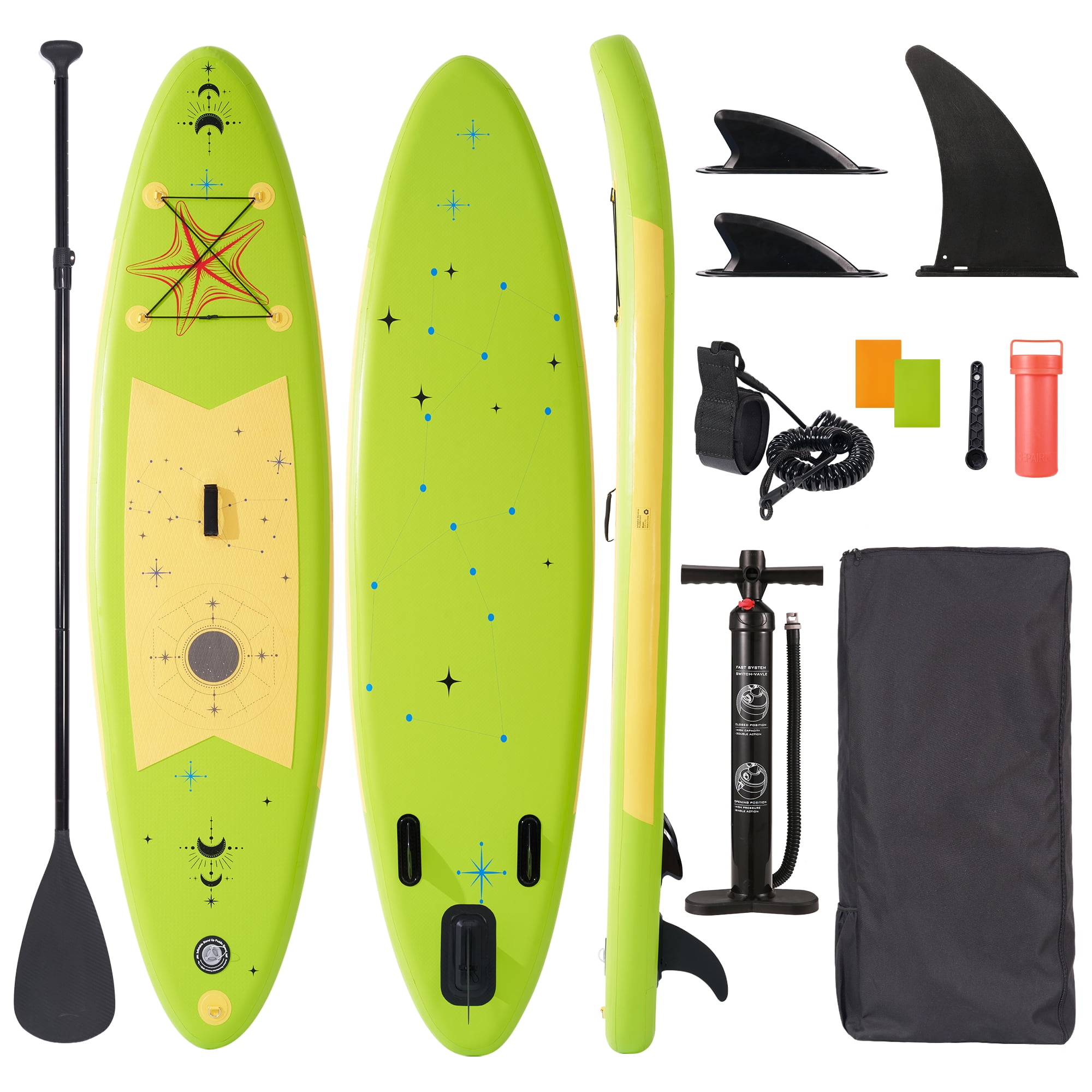 Naipo 10ft Inflatable Paddle Board Full SUP Accessories Beginner Stand Up Paddle Board 17 lbs Lightweight Enhanced Safety Features for Beginner Avocado Green
