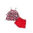 thumbnail image 3 of Faithtur Ensemble d'Été pour Fille : Hauts à Bretelles Fruités et Shorts Unis, 3 of 10