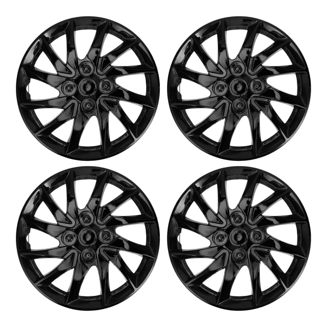 Unique Bargains 4 Pcs R14 / 14 Inch Universal Car Wheel Rim Hub Cover Wheel Hub Caps Black