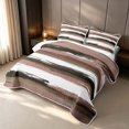 thumbnail image 3 of Erosebridal Modern Oil Painting Quilt Full, Brown White Stripe Full Bedspread Sets, Reversible 3-Piece 1 Coverlet and 2 Pillowcases, 3 of 7