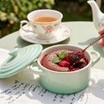thumbnail image 7 of French Style Covered Ceramic Soup Bowl with Double Handles, Oven Safe Small Casserole for Onion Soup Stew Oatmeal Pasta Small, 7 of 7