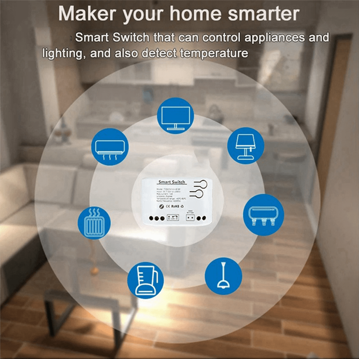 4Pc Tuya Smart Zigbee Switch with Temperature Sensor Passive Dry Contact Zigbee Relay Work with Home Assistant AC85-250V,4 x Smart Switch,White