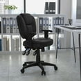 thumbnail image 3 of Flash Furniture Caroline Mid-Back Black LeatherSoft Multifunction Swivel Ergonomic Task Office Chair with Pillow Top Cushioning and Arms, 3 of 9