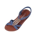 thumbnail image 2 of Women's Flat Sandals, Barefoot Sandals Women, Womens Sandals Dressy Summer: Comfortable Bohemian Flats Elastic Ankle Strap Walking Vacation Shoes 2026 Women Footwear, Blue 9, 2 of 6