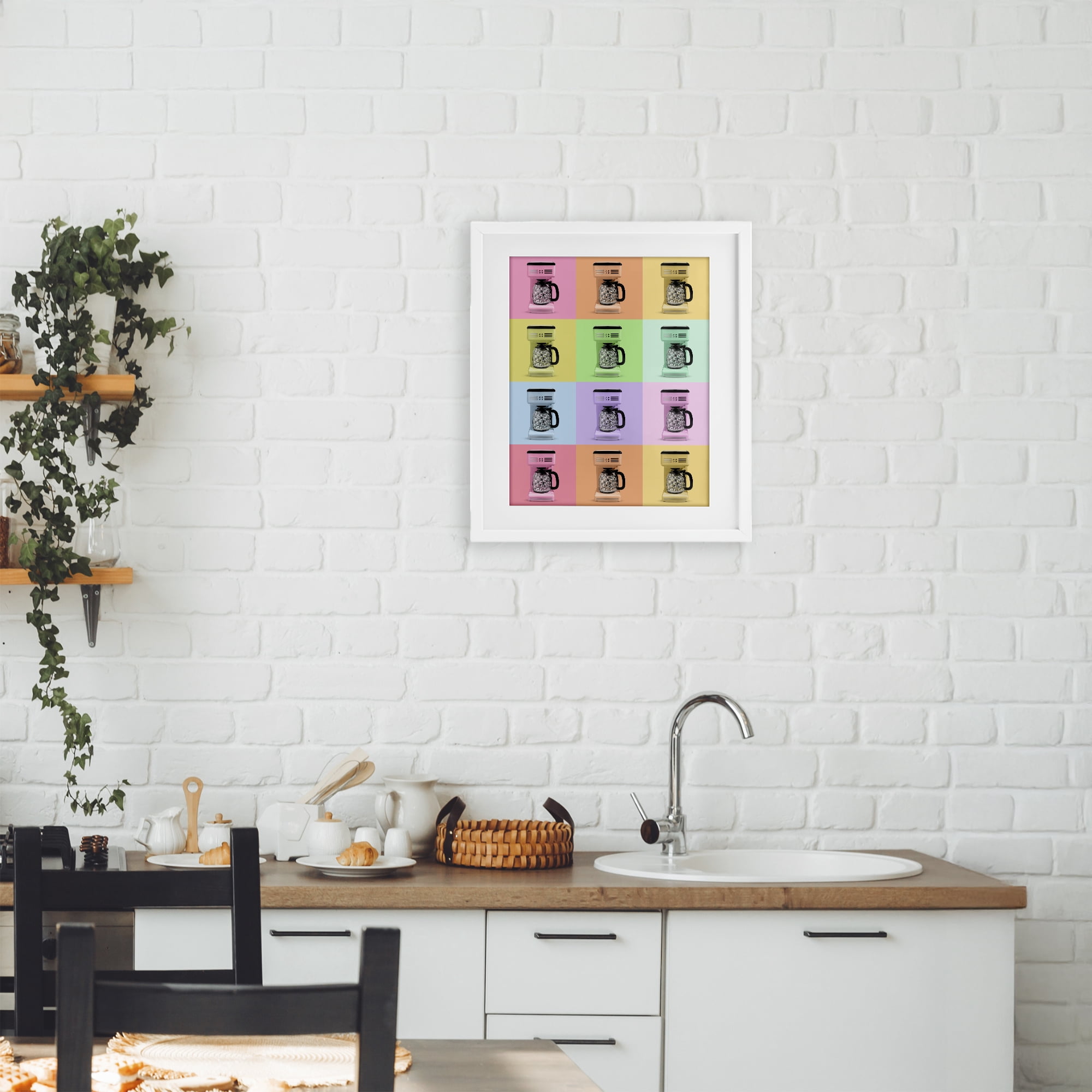 Stupell Industries Disco Coffee Maker Collage White Framed Print Under Glass, design by LISH Creative