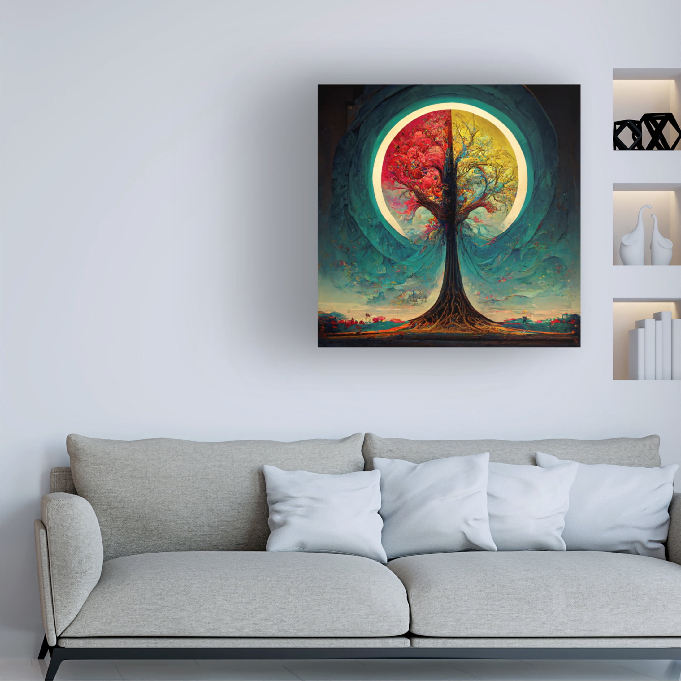 Canvas Wall Art - Ray Heere 'Tree Of Life 9' Wall Art for Living Room, Bedroom, or Office Décor by Trademark Fine Art - 35 x 35 Inches