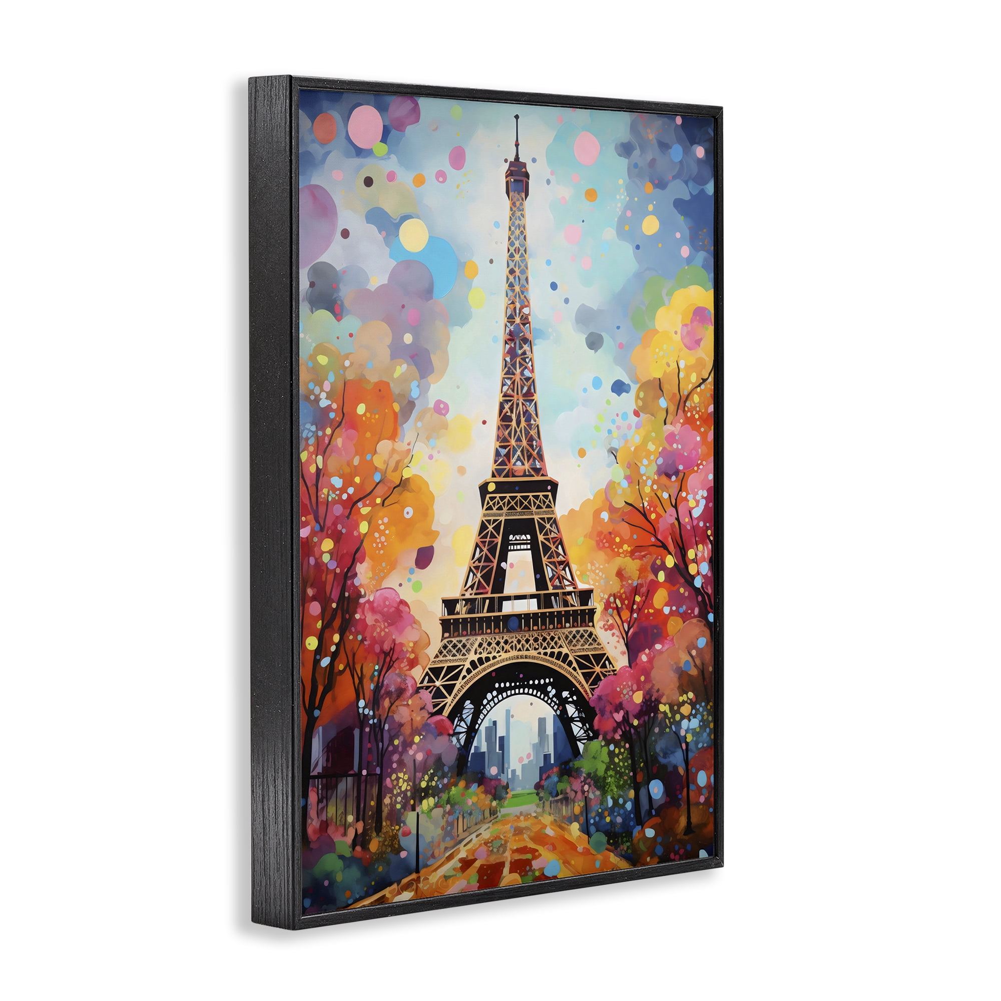 Stupell Industries Eiffel Tower with Colorful Trees Black Framed Giclee Art, design by Creative Studio