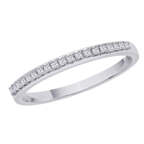 KATARINA Princess Cut Diamond Anniversary Wedding Band Stackable Ring in Sterling Silver (1/10 Cttw, H-I, I2-I3) (Size-6.75)