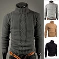 thumbnail image 1 of Suéter de cuello alto delgado para hombre, suéter informal de manga larga para invierno, suéter tejido, cómodo, 1 of 5