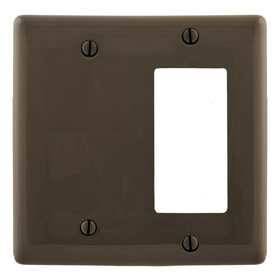 Hubbell NP1326 Combination Decorator/GFCI/Rocker Switchplate Blank Cover Wallplate, Unbreakable, Brown