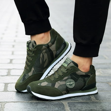 

Cathalem Couple Leisure Lace Up Camouflage Travel Soft Sole Comfortable Shoes Outdoor Shoes Runing Sneaker Wedges Shoes for Women Green 6.5