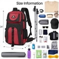 thumbnail image 6 of Lightweight Hiking Backpack 40L Large Capacity Water Resistant Backpack Daypack for Camping Travel Outdoor Men and Women,Red,BP8015, 6 of 10