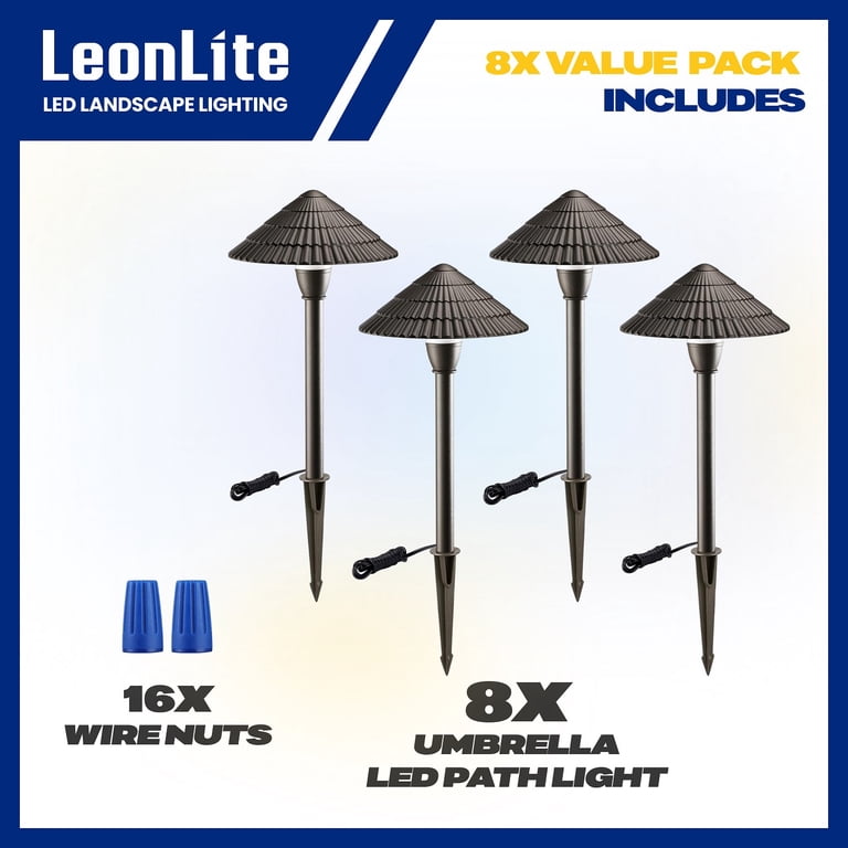 8 Pack Low Voltage Landscape Lighting, AC/DC 12-24V, Waterproof
