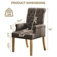 thumbnail image 6 of Fabric Upholstered Dining Chair with Arms, Tufted High Back Accent Coffee Armchair for Kitchen Dining Room Living Room, Brown, 6 of 9