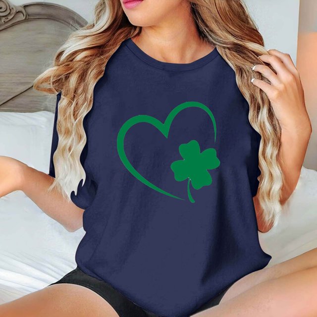 Puntoco Liquidación de camisetas cortas para mujer Camiseta de manga corta con cuello redondo y estampado informal a la moda para mujer