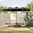 thumbnail image 3 of AECOJOY 15ft Patio Umbrella with Solar Lights, Large Double Umbrella Outdoor Patio, Rectangle TableUmbrella with 156 PCS LED Lights and Crank Handle for Backyard Deck Pool Shade in Black, 3 of 10