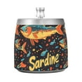 thumbnail image 7 of Yayeee Ashtray with Lid for Cigarette Smokeless Stainless Steel Home Ash Holder, Black Sardines Pattern, 7 of 7