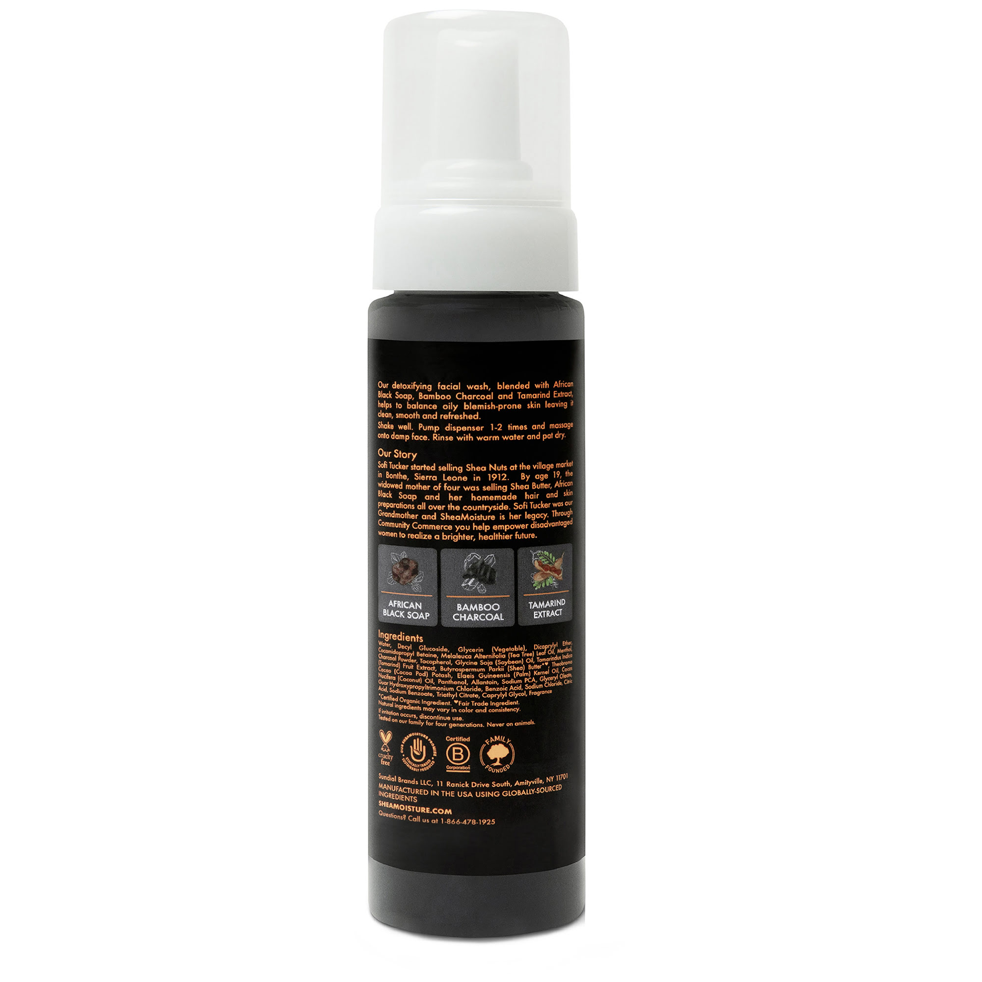 SheaMoisture African Black Soap Bamboo Charcoal Detoxifying Foaming Face Wash, 8 fl oz - image 2 of 8