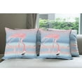 thumbnail image 6 of Ambesonne Flamingo Throw Pillow Cover 4 Pack, Birds in Love Lake, 18", Pink Blue, 6 of 7