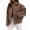 Brown, variant on Womens Winter Cropped Wool Coat Single Breasted Casual Loose Short Wool Blend Pea Coat