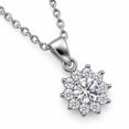 thumbnail image 3 of Women's Floral Halo Pendant Necklace, Silver-Tone Clear Round Stone Necklace, Sparkling Fashion Necklace for Women, 3 of 8