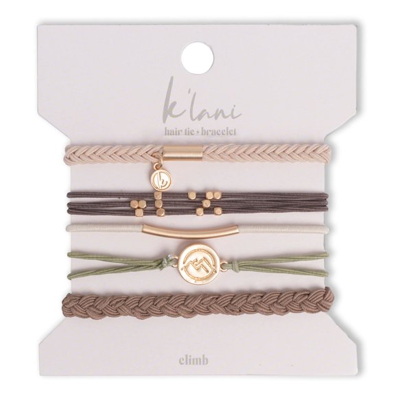 Klani - Pulseras para el cabello para mujer - Pulsera y lazo para el cabello de doble uso - Accesorios elegantes para el cabello con cola de caballo - (Celebrar) Juego de 5 - (M)