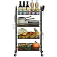 thumbnail image 3 of 5-Tier Rolling Kitchen Cart with Baskets, Stackable Wire Storage Organizer, Movable for Pantry, Bathroom, Laundry, No Tools Assembly, 3 of 8