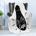 thumbnail image 4 of Saying Soft Flannel Fleece Throw Blanket, Calligraphy Lettering on Scribble Illustration of Black and White Home Appliance, Cozy Plush for Indoor and Outdoor Use, 60" x 80", Black White, by Ambesonne, 4 of 5