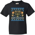 thumbnail image 3 of Inktastic Happy Hanukkah Sweater Style Design with Menorah and Dreidel Youth T-Shirt, 3 of 5