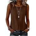 thumbnail image 5 of Edvintorg Tank Tops for Women Loose Fit Lightweight Cotton And Linen Crew Neck Casual Shirt Summer Clothes for Women Brown XXL, 5 of 6