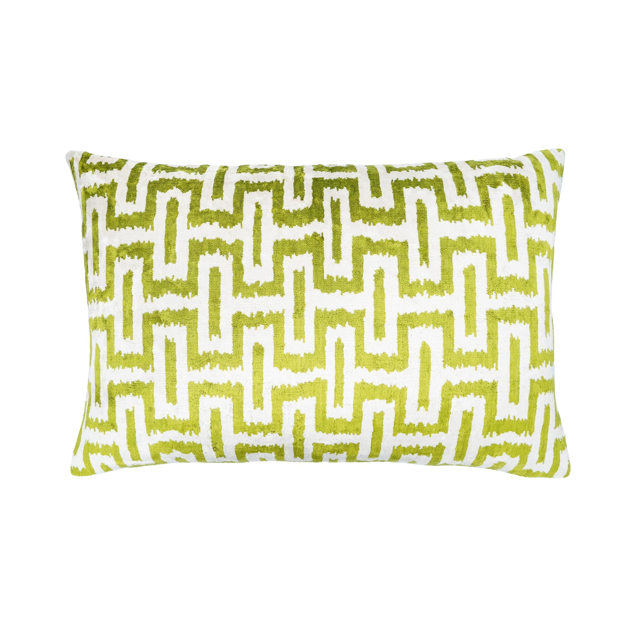 Velvet Ikat Pillow Cushion Cover Green Black Pillow Case 16"x24" 40x60 cm 