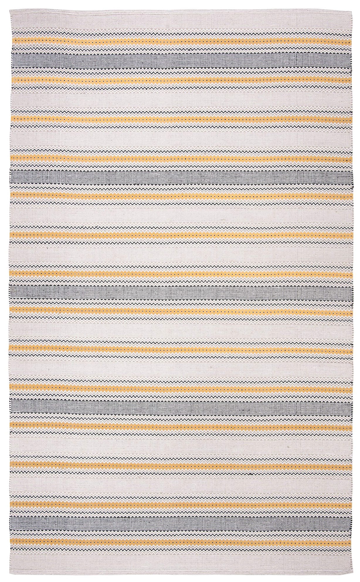 SAFAVIEH Montauk Spots Geometric Striped Cotton Area Rug, Gold/Beige, 5' x 8'