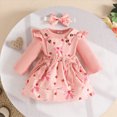 thumbnail image 2 of NOLDARES Newborn Baby Girl Outfits Long Sleeve Romper Suspender Dress 3Pcs Fall Winter Clothes Set(Watermelon Red,12-18 M), 2 of 9