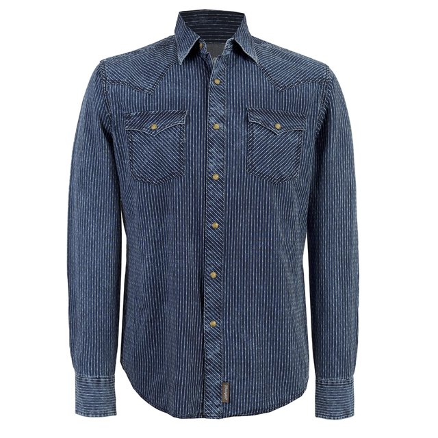 Camisa Vaquera Wrangler Hombre Manga Larga 29B azul CH