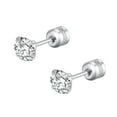 thumbnail image 4 of Wentin Reduced Earrings Lady Pack Of Titanium Screw Back Earrings For Sensitive Ears Titanium Steel Thin Cylinder Simple Diamond Encrusted Earrings, 4 of 6