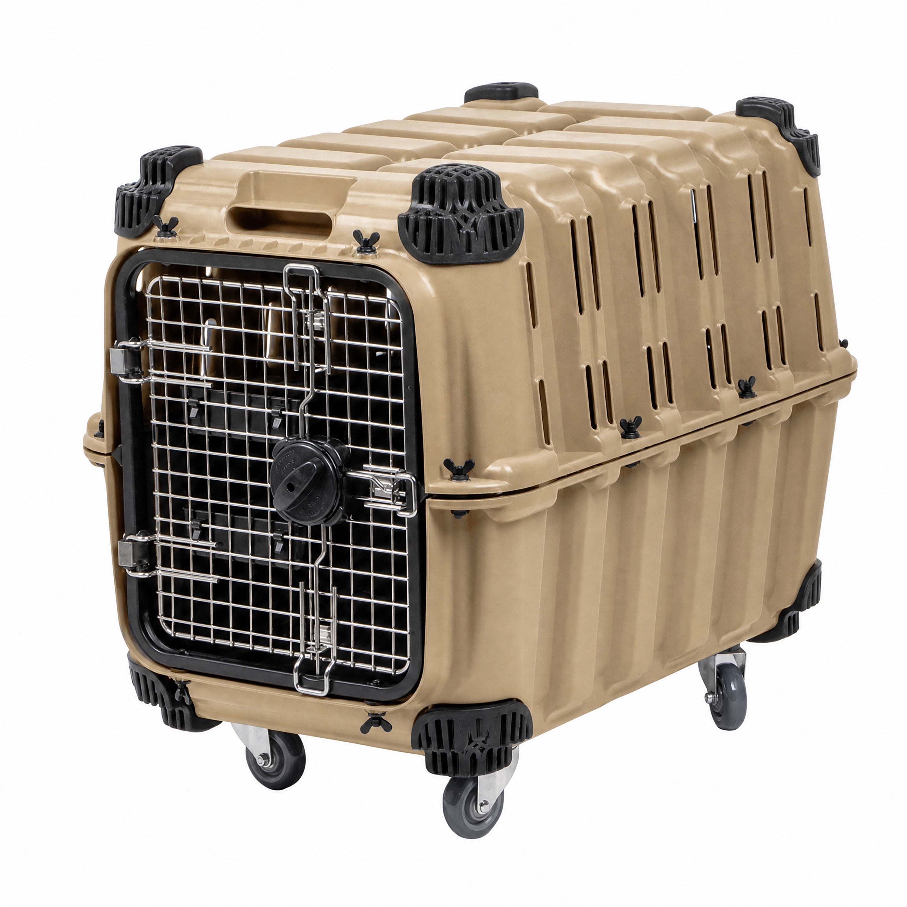 Mammoth Guardian Strong and Durable 32-inch Plastic Dog Kennel, Tan