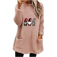thumbnail image 3 of CFLVAEK Christmas Sweatshirts for Women Plus Size Fuzzy Sherpa Fleece Sweatshirt Round Neck Thermal Pullover Tops Cute Xmas Elf Graphic Loungewear with Pockets Pink XL, 3 of 5