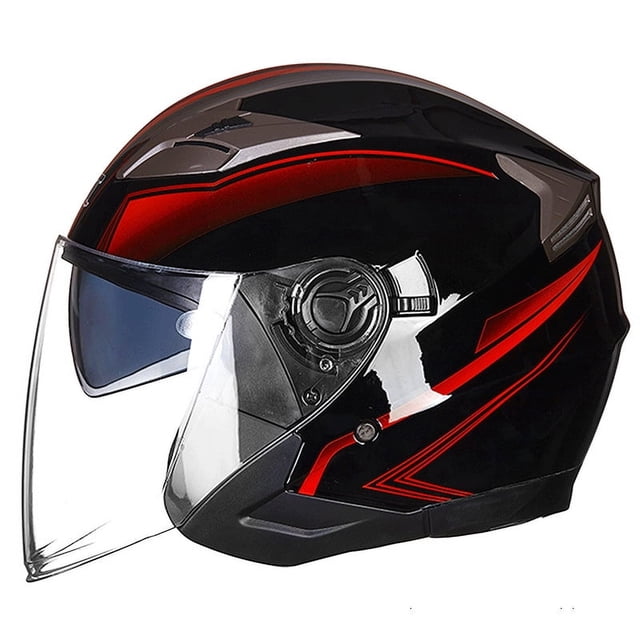 Casco de coche con batería y doble lente, personalidad masculina y femenina, medio casco