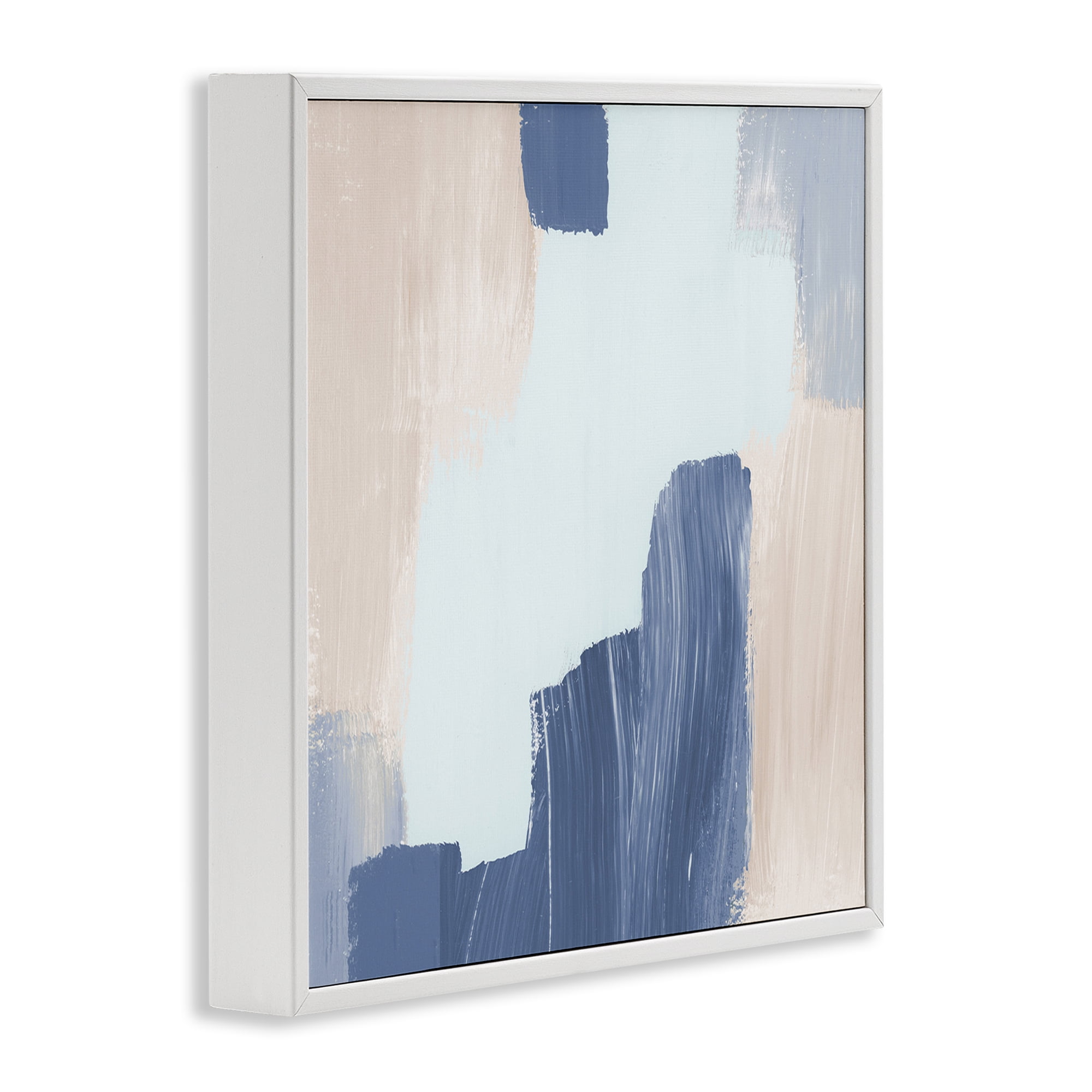 Stupell Industries Blue Layered Paint Strokes Abstract Painting White Framed Art Print Wall Art, 12 x 12